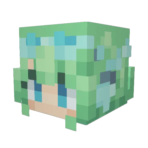 GumiSynthV Minecraft avatar head, 3D render