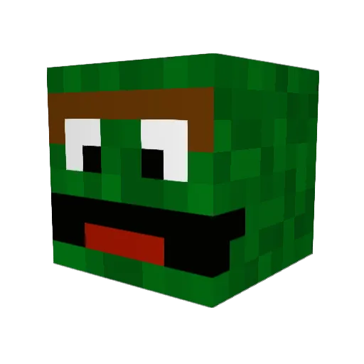 GuppySteve Minecraft avatar head, 3D render