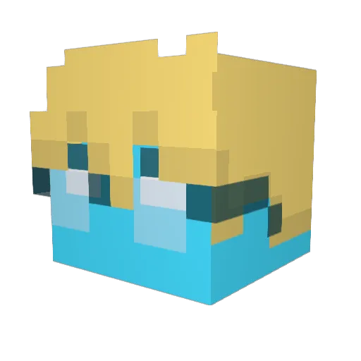 Gusbby Minecraft avatar head, 3D render