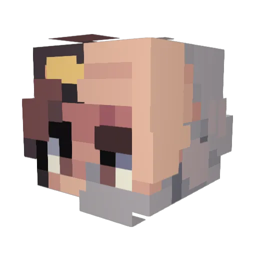 Gyakyu Minecraft avatar head, 3D render