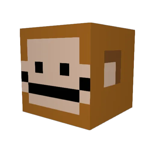 HairyChimps Minecraft avatar head, 3D render
