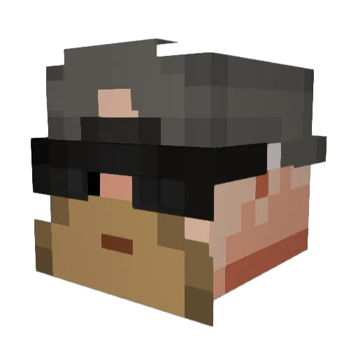 Hakke Minecraft avatar head, 3D render