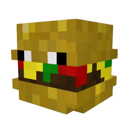 Hamburger_Boy_ Minecraft avatar head, 3D render