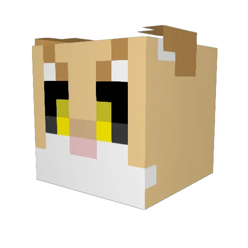 Hameong Minecraft avatar head, 3D render