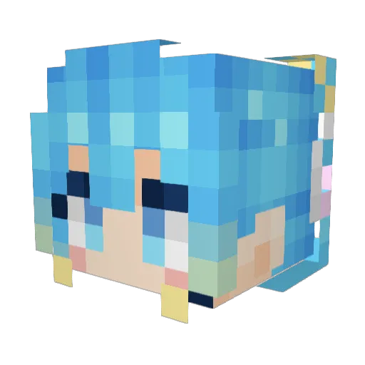 Hanaame Minecraft avatar head, 3D render