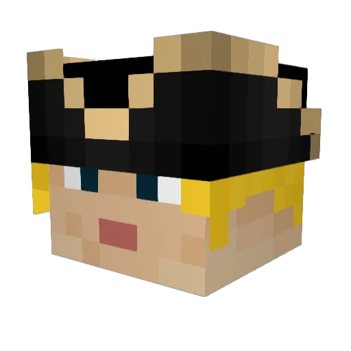 HappyChicken Minecraft avatar head, 3D render