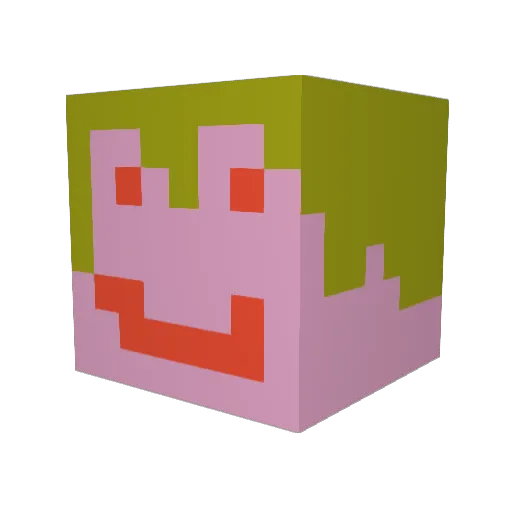 HappyGreenSteve Minecraft avatar head, 3D render