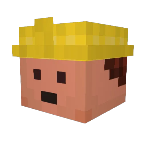 Harvolden Minecraft avatar head, 3D render