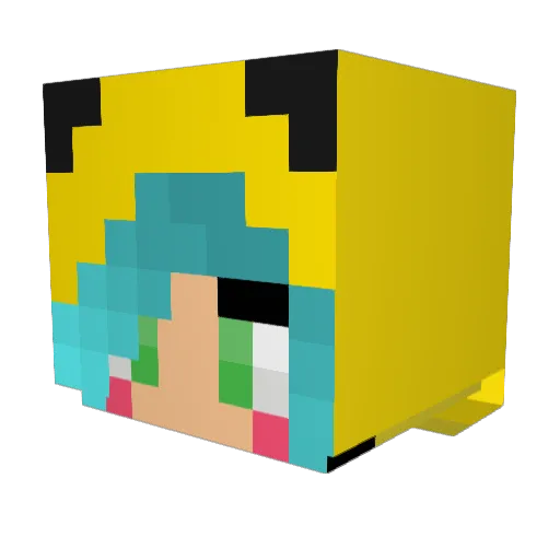 HastuneMiku Minecraft avatar head, 3D render
