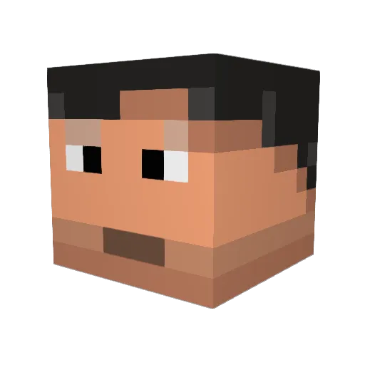 Hatless Minecraft avatar head, 3D render