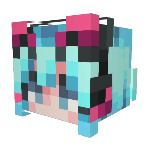 HatsuneMikuSRCW Minecraft avatar head, 3D render