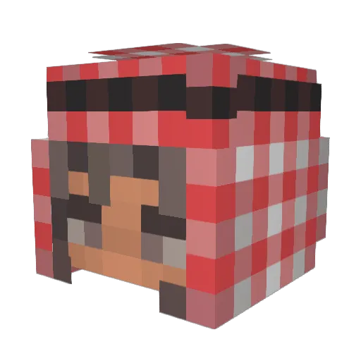 Hattiie Minecraft avatar head, 3D render