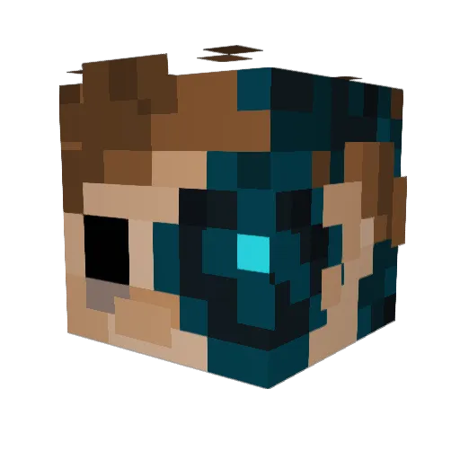 Haxcalibur Minecraft avatar head, 3D render