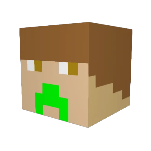 HerbertSnail Minecraft avatar head, 3D render