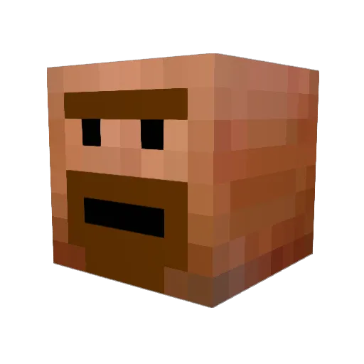 Herbiblock Minecraft avatar head, 3D render