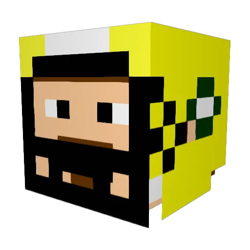 Hermistos Minecraft avatar head, 3D render