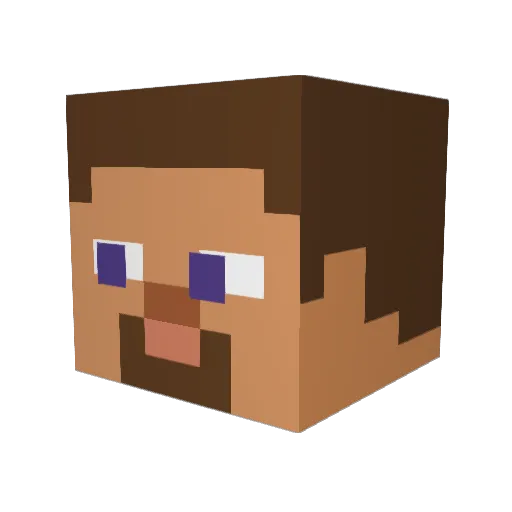HexBlock Minecraft avatar head, 3D render