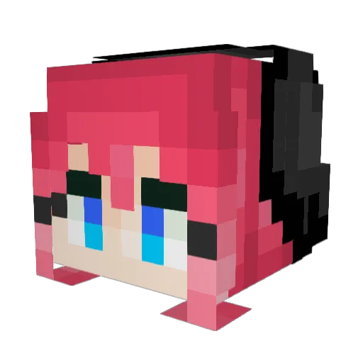 HiNoMegami Minecraft avatar head, 3D render