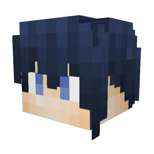 Hijikata_ Minecraft avatar head, 3D render