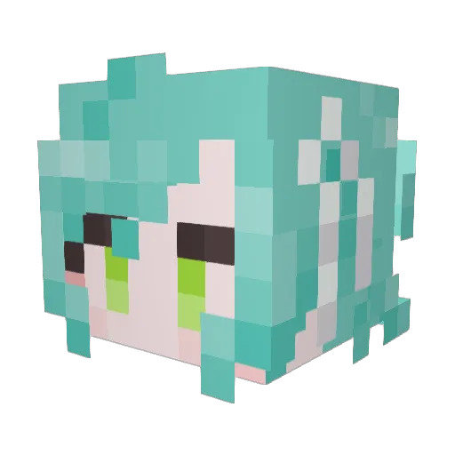 HikawaHina Minecraft avatar head, 3D render