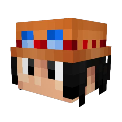 Hiken Minecraft avatar head, 3D render
