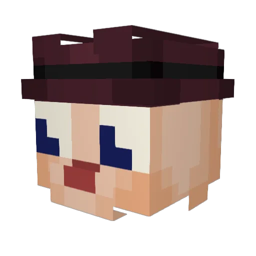 Hillkomkom Minecraft avatar head, 3D render