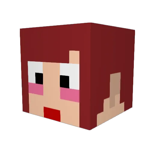 HinaYui Minecraft avatar head, 3D render
