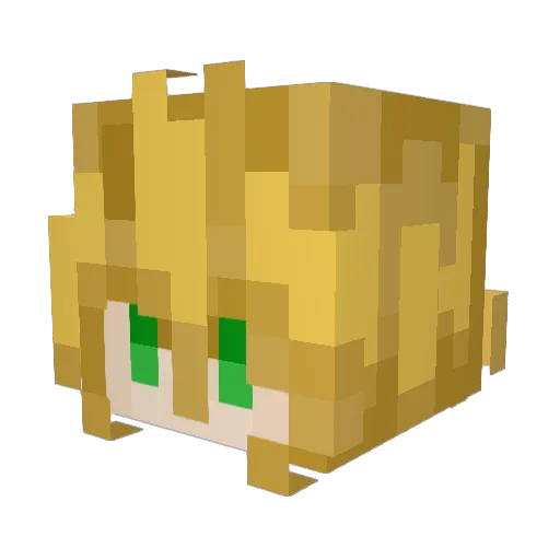 Hiu0 Minecraft avatar head, 3D render