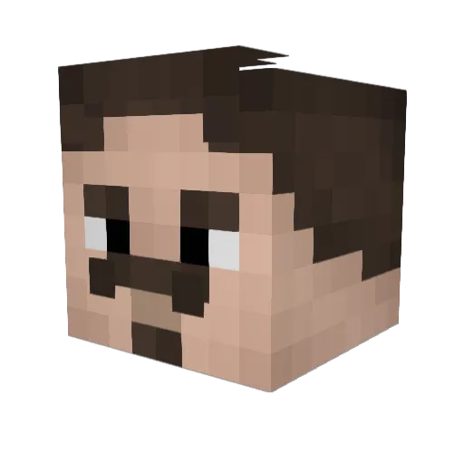 Hobobrain Minecraft avatar head, 3D render