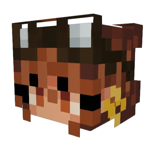 Hokabyy Minecraft avatar head, 3D render