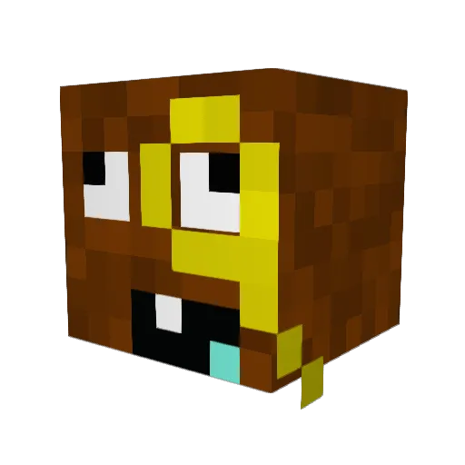 Holofoil Minecraft avatar head, 3D render
