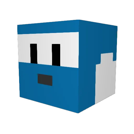 Hominid Minecraft avatar head, 3D render