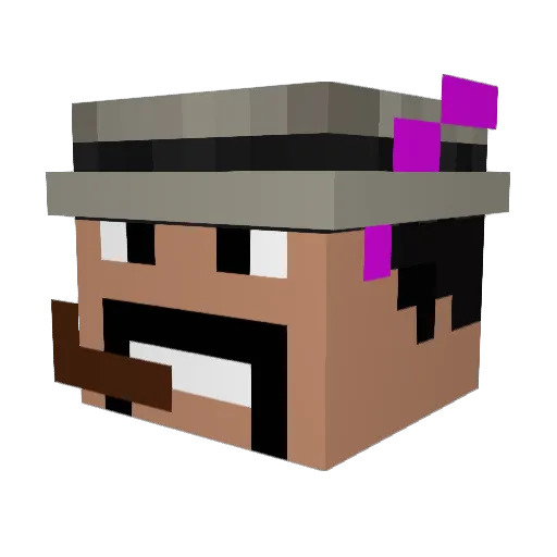 Hooplaah Minecraft avatar head, 3D render
