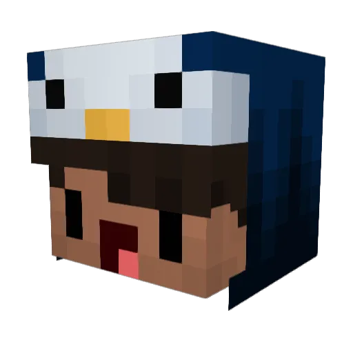 Huekai Minecraft avatar head, 3D render