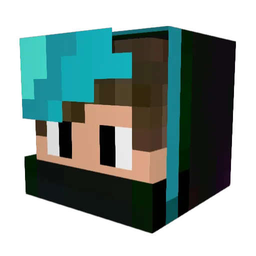 Huggan07 Minecraft avatar head, 3D render