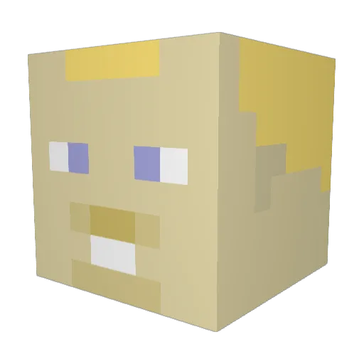 Hugge7777777 Minecraft avatar head, 3D render