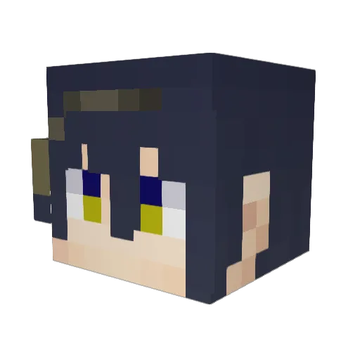 Hukiaki Minecraft avatar head, 3D render
