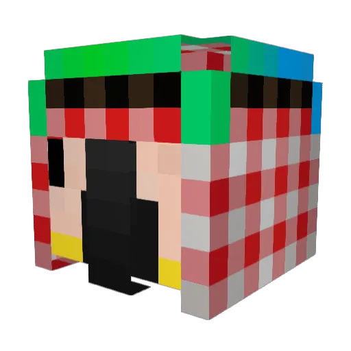 HumanKarma Minecraft avatar head, 3D render