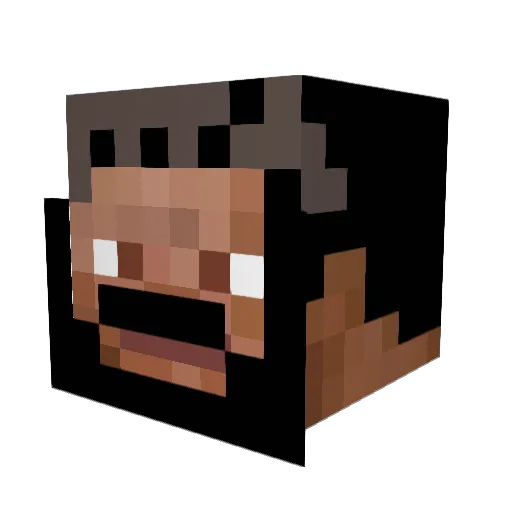 Huntacow Minecraft avatar head, 3D render