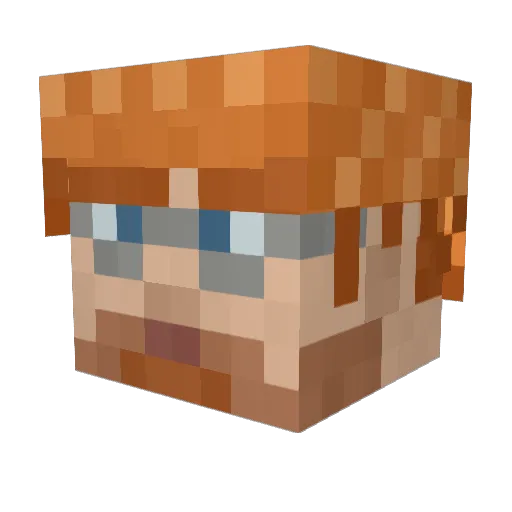 HydrP Minecraft avatar head, 3D render