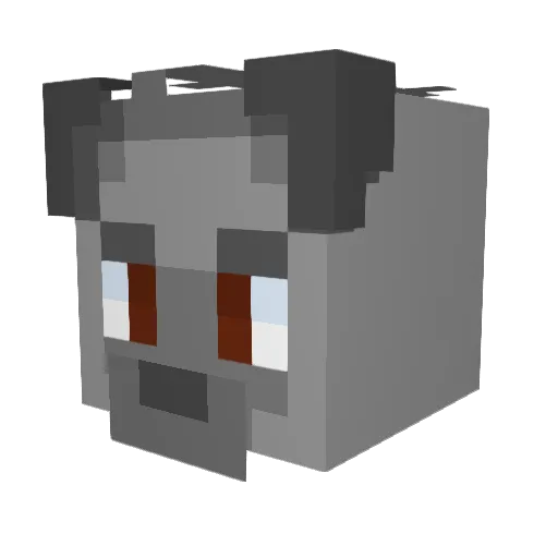 HyenaRaver Minecraft avatar head, 3D render