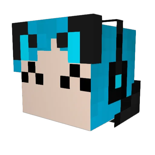 Hypecatt Minecraft avatar head, 3D render