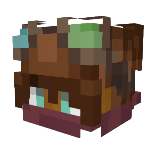 Hysloth Minecraft avatar head, 3D render