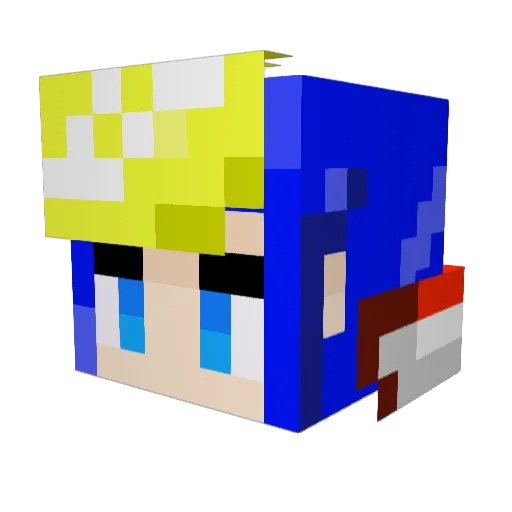 IDM44 Minecraft avatar head, 3D render
