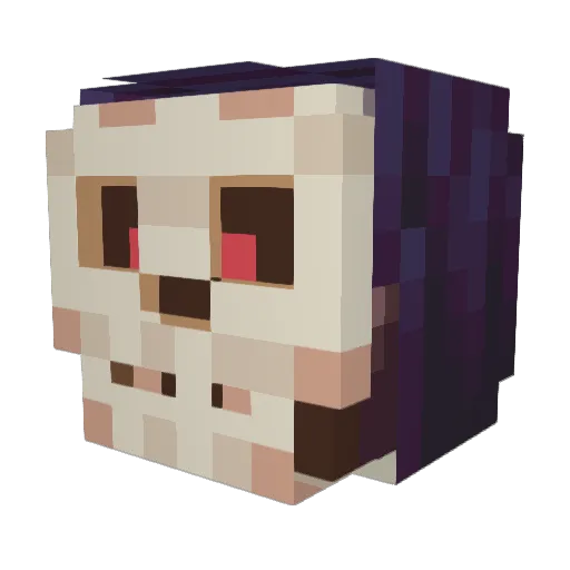 Ilovedru Minecraft avatar head, 3D render