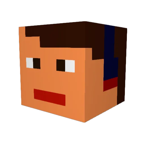 Incandiscant Minecraft avatar head, 3D render
