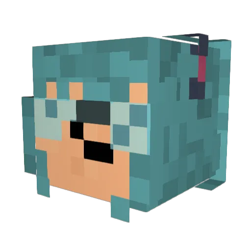 Incline Minecraft avatar head, 3D render
