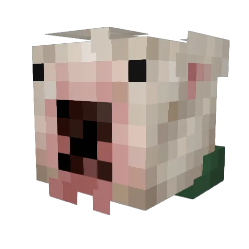 InsaneVirgin Minecraft avatar head, 3D render