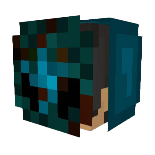 Invisca Minecraft avatar head, 3D render