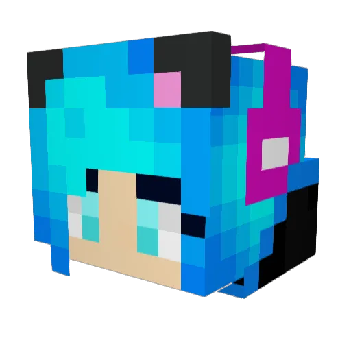 Iridesent Minecraft avatar head, 3D render